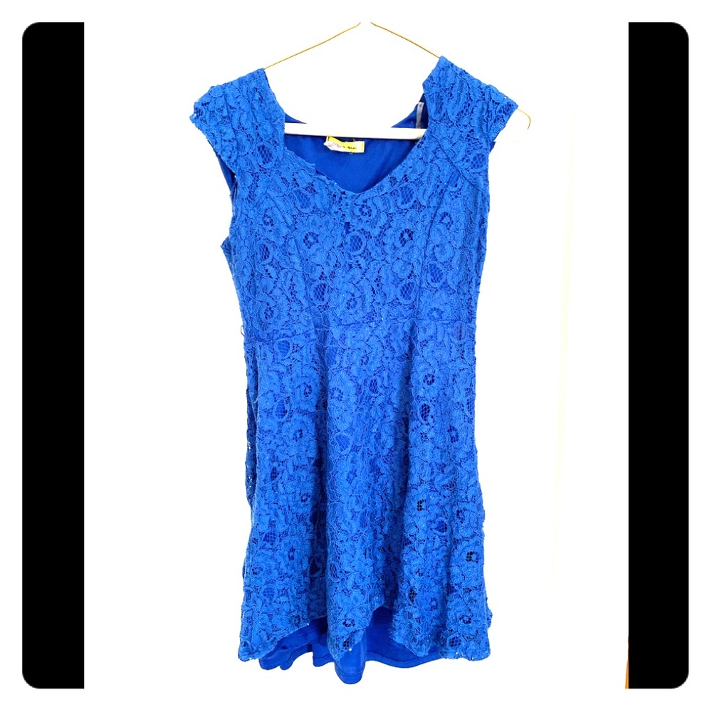 Sparkly Floral Blue Dress